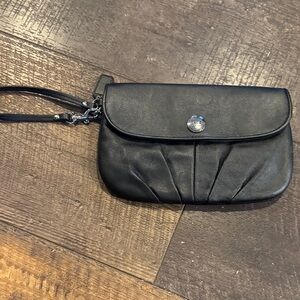 Coach Black Leather Wristlet Clutch